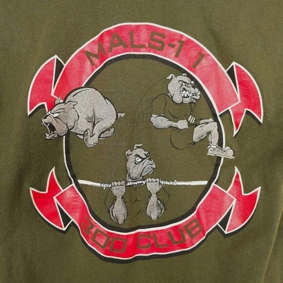 Vintage MALS 11 Devilfish T Shirt Mens Size Small Green 80s Marine Aviation - Picture 4 of 8